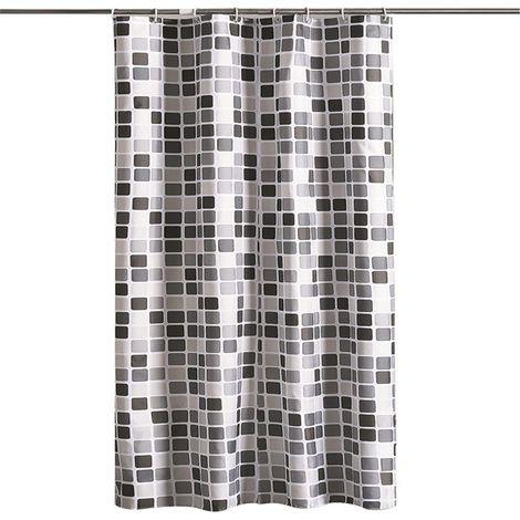 Duschvorhang, schwarz-weißer Duschvorhang, Mosaik-Duschvorhang