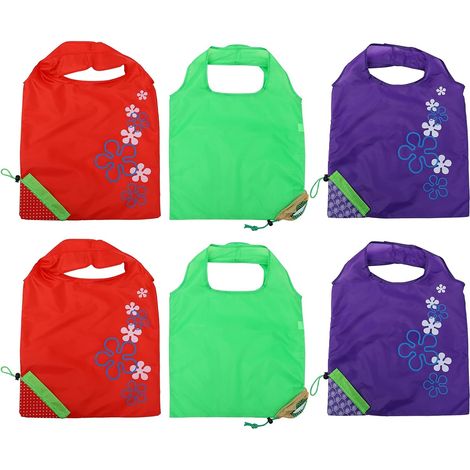 Lot de 6 sacs de courses pliables en nylon sacs de rangement