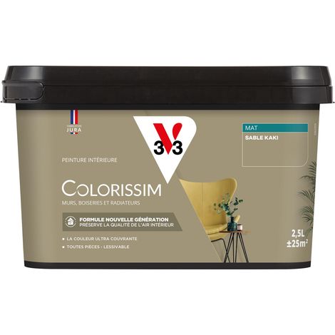Peinture murale intérieure Colorissim® V33 Sable kaki Mat 2,5L