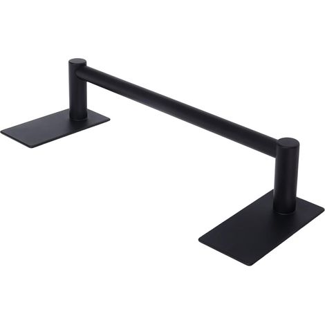 Barre porte-serviettes noire pour salle de bain, en acier inoxydable 304 résistant à la corrosion, imperméable, à fixation murale adhésive, style moderne, pour salle de bain et cuisine (42 cm). (1/5)