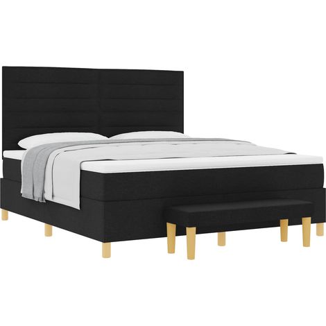 Maison Exclusive - Boxspringbett mit Kopfteil Schwarz 200 x 180 c
