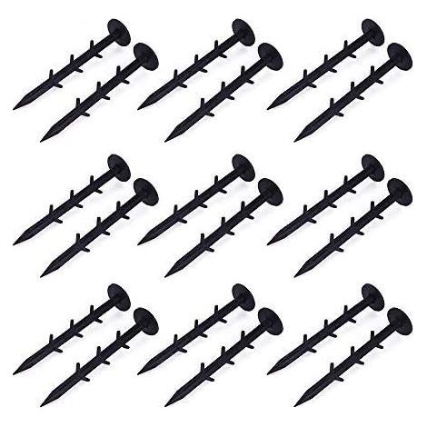 100 pcs 16 cm Jardin Pegs Securing Fixation Ongles Paysage Sol Tissu Peg avec Ancres cannelés en Plastique pour Fixer Les couvercles des Feuilles des Mauvaises Herbes en Tissu au Sol (1/4)