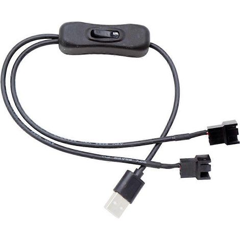 Câble adaptateur d'alimentation USB vers connecteur PWM 3/4 broches 5 V pour ventilateur de boîtiergainéavec interrupteur marche/arrêtnoir (1/5)