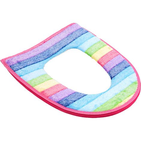 Coussin De Siège De Toilette - En Molleton Corail Et Rembourrage En Mousse - Fond En Cuir PU Imperméable - Fermeture Éclair - Pour WC Ronds Et Ovales - 1 Pièce (1/5)