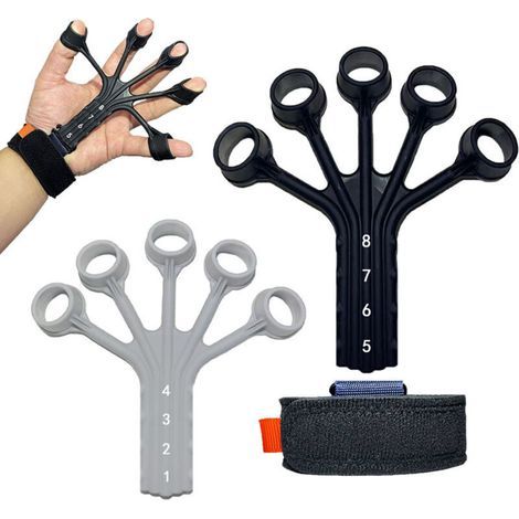 Kit Hand Grip Strengthener, 2pcs Hand Strengthener, Entraîneur de Doigts Musculation, 8 Niveaux De Résistance grip Musculation,pour L'entraînement Musculaire, Sport, Soulagement du Stress (1/4)