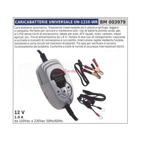 Caricabatterie universale un-1210-wr 12v 1.0 a da 100Vac a 230Vac 50760hz 003979