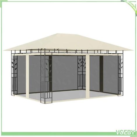 Belvédère de jardin - FAFEICY - 47970 - 4x3x2,73 m - Avec moustiquaire - Tissu 180 g/m² (1/5)
