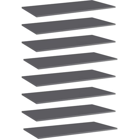 Bücherregal-Bretter 8 Stk. Hochglanz-Grau 80x30x1,5 cm