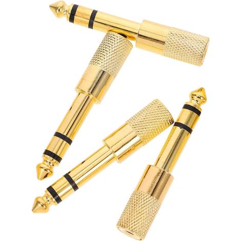 Adaptateur Audio Jack 6,5 Mm vers 3,5 Mm 4 Pièces en Cuivre Plaqué Or pour Guitare et Ampli (1/5)