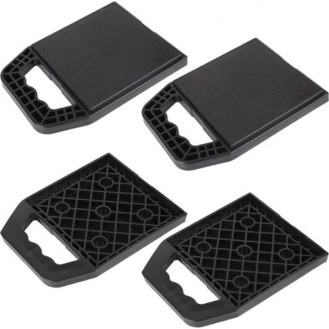 Lot De 4 Plaques Support Caravane Empilables Avec Poignée Noires