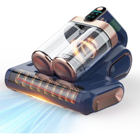 Aspirateur de matelas de lit Aspirateur portable sans fil 16Kpa, Aspirateur avec lumière UV-C 253.7nm, Filtre HEPA et ultrasons, Aspirateurs portables pour canapé canapé lit, bleu