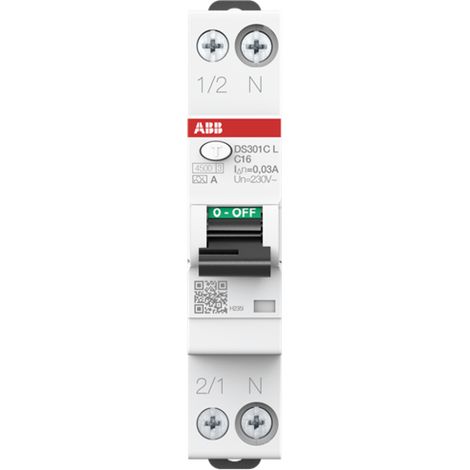 Interruttore magnetotermico diffeenziale ds301c l c16 a30 1 modulo 4,5ka abb ds301clc16a30