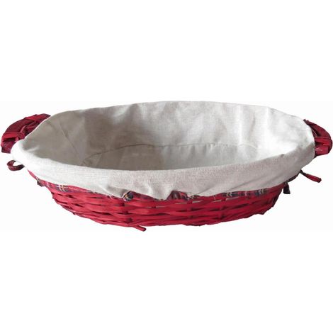 Cesto da confezionamento ovale in vimini rosso foderato, 52/49x39x13 cm (kit da 3)