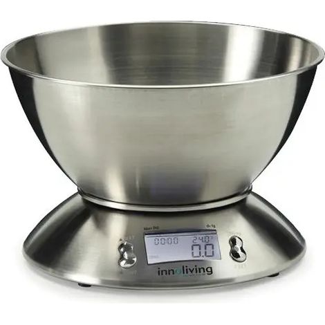 Báscula digital de cocina en acero con bol removible 1,8 litros y capacidad de 5 kg