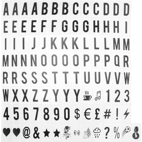 Lot de 104 lettres et chiffres de remplacement pour caisson lumineux cinématographique, noirs (1/4)