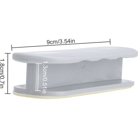 Poignée d'étagère universelle en ABS blanc/gris 9x4x2cm avec 2 pièces pour vitrine, meuble, porte coulissante - autocollante sans perforation (1/5)