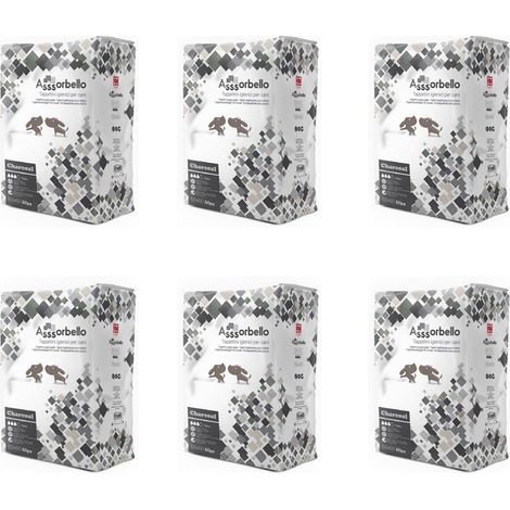 Multipack 6 confezioni assorbello tappetini igienici carbone attivo charcoal per cani 60x60
