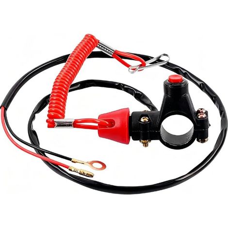 Cordon Universel pour Coupe-Circuit de Moto, Cordon Double pour arrêt d'urgence de 22 mm pour Guidon, pour Moto, VTT, Bateau, Quad, Moto Tout-Terrain, Mini-Moto (1/5)