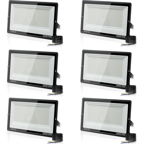 6PCS 600W Projecteur LED Extérieur, Spot LED Exterieur 60000LM Super Lumineux 6500K Blanc Froid Éclairage de Sécurité Extérieur IP66 Imperméable pour Garage Jardin Terrasse Parking (1/5)