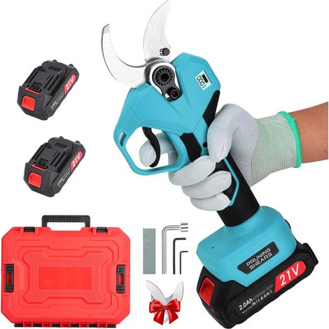 Secateur Electrique Sans Fil 50mm: Sécateur Électrique Sans Balais avec 21V 2x2000mA Batteries, 2PCS SK7 Lame Convient Pour Jardinage Arbustes, Raisins, Olives (1/5)