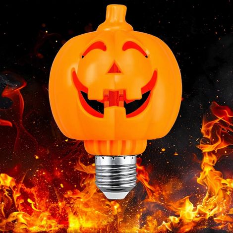 Ampoule LED Halloween avec flamme vacillante, culot E26, couleur orange citrouille, pour décoration intérieure et extérieure. (1/5)