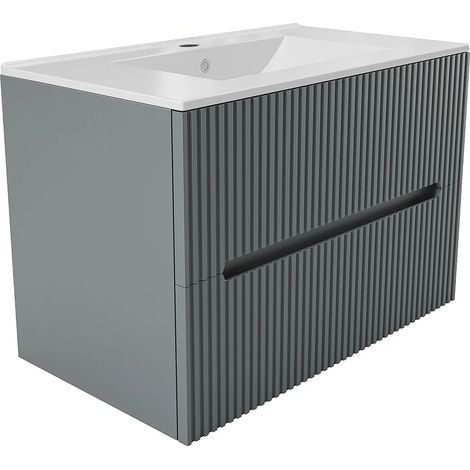 Mobile sospeso 80 cm con lavabo incorporato Striato Grigio - PAVANI (1/5)