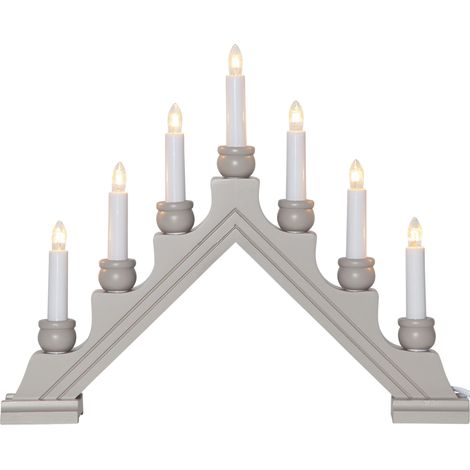 Star Trading Arche lumineuse 'Karin', 7 lumières, bois, gris-brun