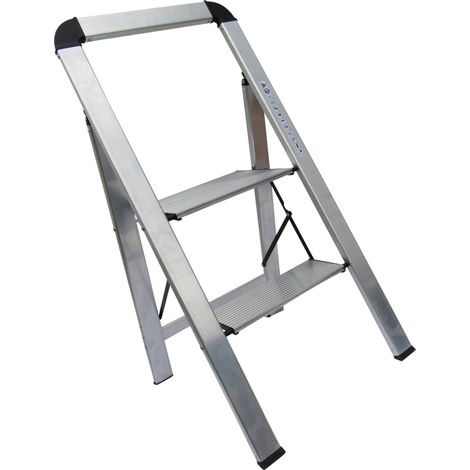 2 Step Ladder Stool Folding 150KG (Kitchen Platform Foldable Aluminium) (1/5)