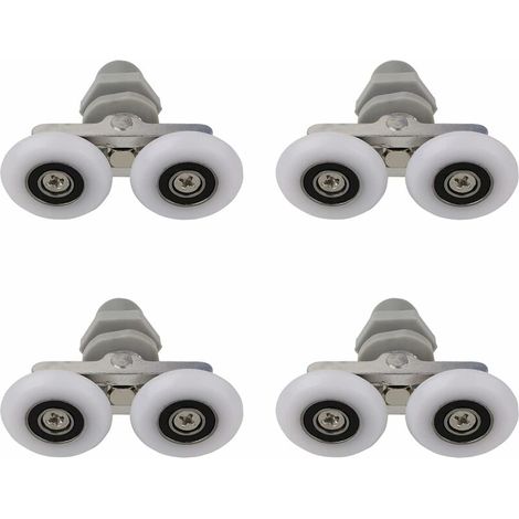 Juego de 4 rodillos para mampara de ducha - Doble rodamiento deslizante - Puerta de cristal (23 mm)