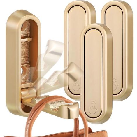 Zusammenklappbare goldene Kleiderhaken - 4er-Pack, 90-Grad-Wandmontage, verdeckte Klapphaken, geeignet für kleine Räume. (1/5)