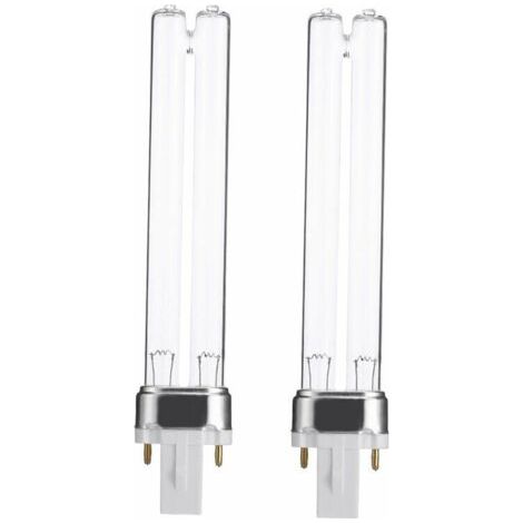Lot de 2 stérilisateurs UV pour réservoir de poissons d'aquarium, purificateur, ampoule de remplacement UV germicide, base 9 W G23