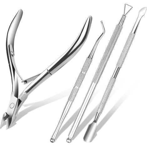 Tronchesino per cuticole, kit per la cura delle cuticole da 4 pezzi con taglia cuticole, strumenti professionali in acciaio inossidabile per manicure e pedicure per unghie di mani e piedi.