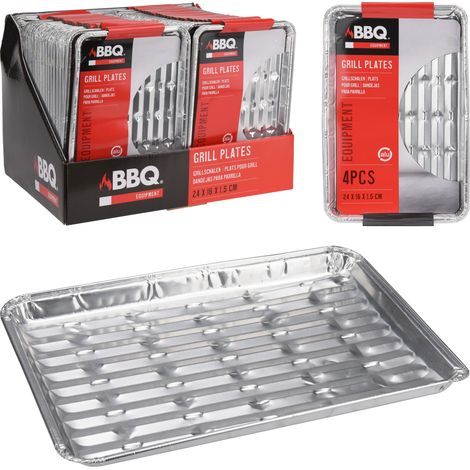 4 VASSOI GRILL BBQ IN ALLUMINIO 24X16CM