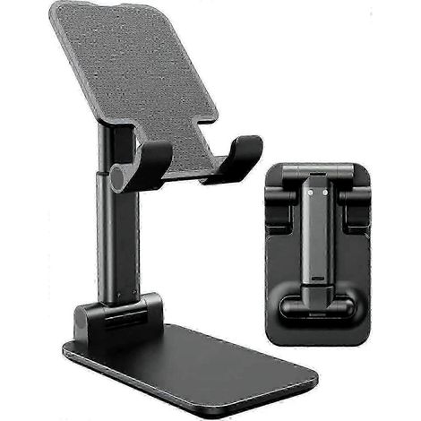 Support de téléphone portable réglable pour bureau - Support universel pour tous les iPhone, smartphones et tablettes de 4 à 10 pouces - Design noir élégant (1/3)