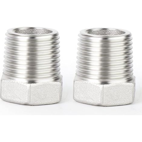 2 pièces réducteur à douille hexagonale, 3/8" BSP mâle à 1/4" BSP femelle filetage 304 acier inoxydable adaptateur de tuyau réducteur raccord