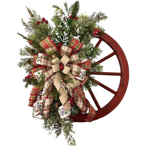 Roue De Camion - Guirlande De Noël Artificielle 45 Cm - Pour Porte Extérieure Intérieure Mur Fenêtre - 1 Pièce (1/5)