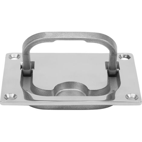 Trappe de pont avec poignée intégrée en acier inoxydable 316, de forme carrée, résistante à la corrosion et à surface polie miroir. (1/5)