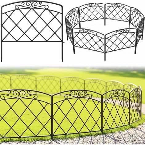 Clôture Décorative en Métal, 61 cm x 61 cm x 5 pieces Barrière de Jardin pour Chiens, Installation sans Creuser (Elegant) (1/5)