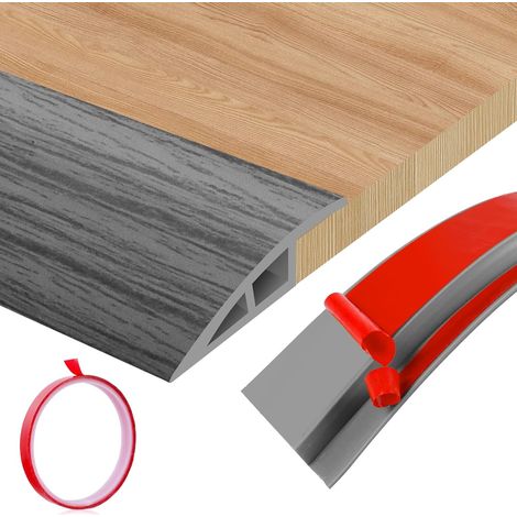 Barre de seuil adhésive - 1 pièce - PVC résistant - Transition sols multiniveaux - Intérieur porte et couloir - Noir 20mm x 2m (1/5)