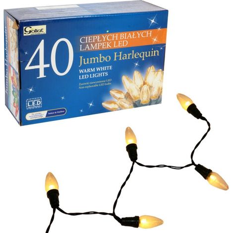 Luci natalizie jumbo a risparmio energetico per albero di Natale: 40 LED a forma di candela, luce bianca calda, 8,9 m, alimentazione di rete. (1/3)