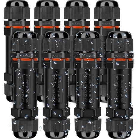 Raccord Électrique Étanches IP68, Connecteur de Câble Électrique Boîte de Derivation Étanche Éxterieur 3 Fils, Domino Etanche Boîte de Jonction pour Câble Ø 1 à 13 mm (8 Pcs), Polycarbonate