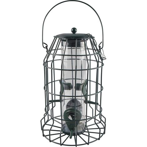 Silo mangeoire à Oiseaux avec Protection Contre Les prédateurs - Mangeoire pour Oiseaux à Suspendre - Silo, Anthracite (1/5)