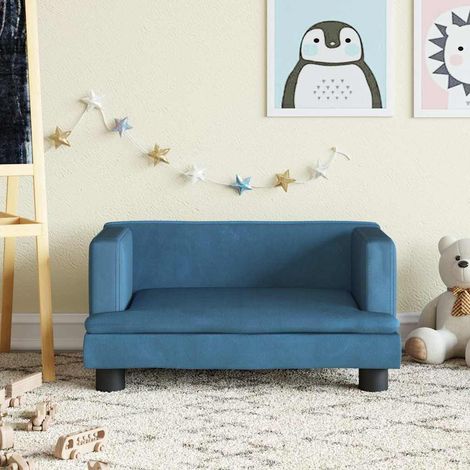 vidaXL Canapé pour enfants bleu 60x40x30 cm velours (1/5)