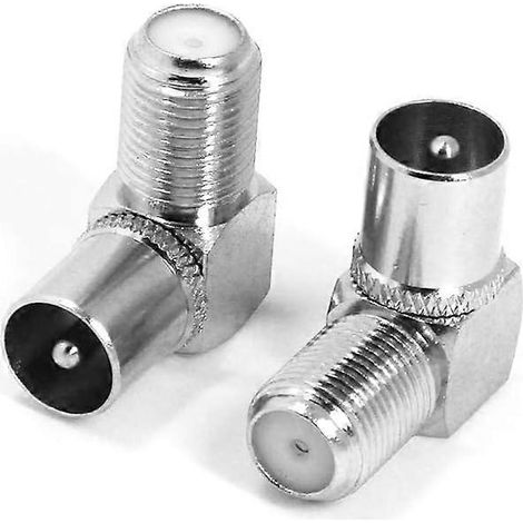 Connecteur coaxial haute vitesse, connecteur de type F, adaptateur coudé durable en laiton nickelé, améliore la réception du signal TV pour les téléviseurs muraux et les meubles TV de camping-car. (1/5)