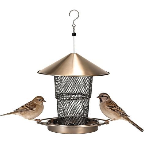 Mangeoire pour Oiseau, Mangeoire à Oiseaux en métal Suspendue, Distributeur à Graines Anti-écureuils pour Jardin Balcon Cour de Maison Oiseaux Sauvages (1/5)