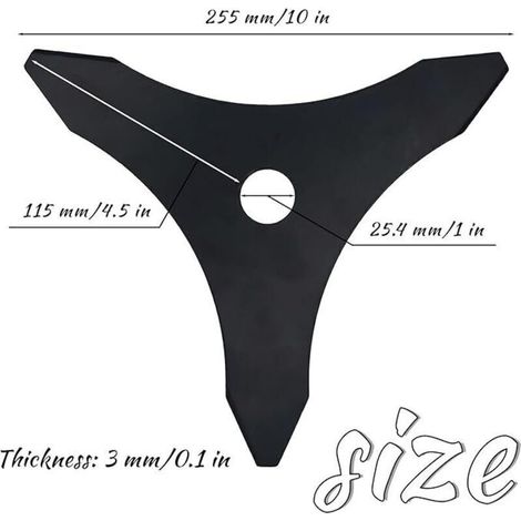 Lama a 3 denti Bardusch, lama per decespugliatore, lama universale per decespugliatore, lama a disco per decespugliatore, testina per decespugliatore, accessori per tosaerba, 25,4x255 mm (1/3)