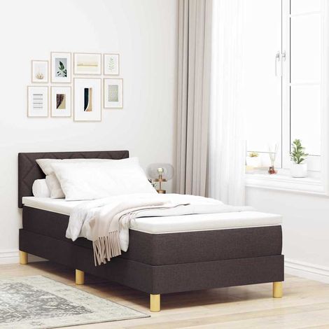 Boxspringbett mit Kissen Dunkelbraun 90 x 190 cm Stoff