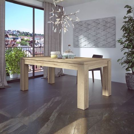 Mesa extensible 1475 con extensión central color roble 190x90x76H (1/5)