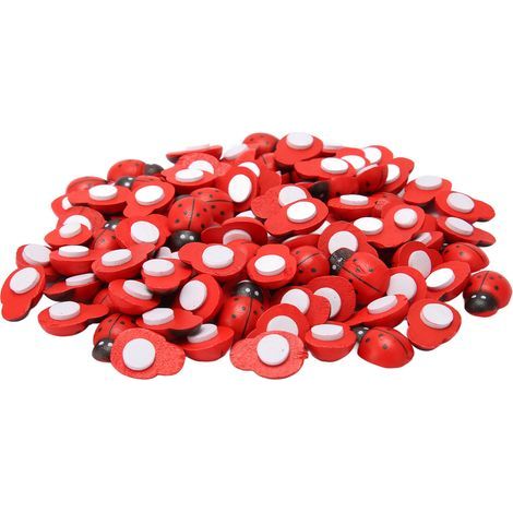 Adesivi autoadesivi in legno a forma di coccinella, 100 pezzi, mini adesivi a forma di coccinella per decorare le pareti di casa e per lavori fai da te. (1/5)