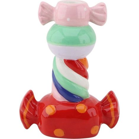 Bougeoir Design Bonbon Toffee Multicolore - Porte-Bougie Décoratif 13 x 7 x 20 cm - PANGIVO (1/3)